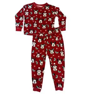Disney Christmas Mickey Mouse Red Pajama Set Size Medium NWOT
